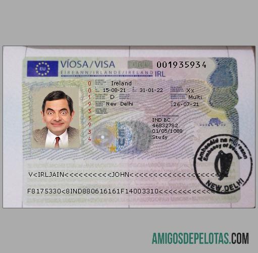 Visto para a Irlanda amostra